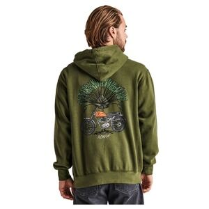 Roark The Chase Shaded Fleece Graphic Hoodie Olive Green Motorcycle Men Size XL